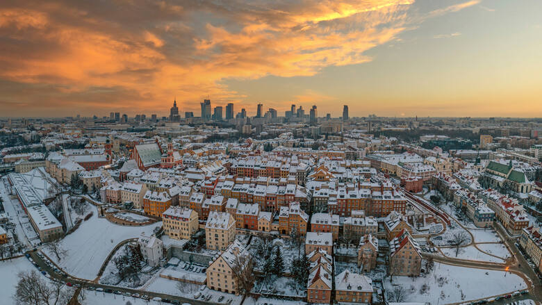 Panorama Warszawy zimą