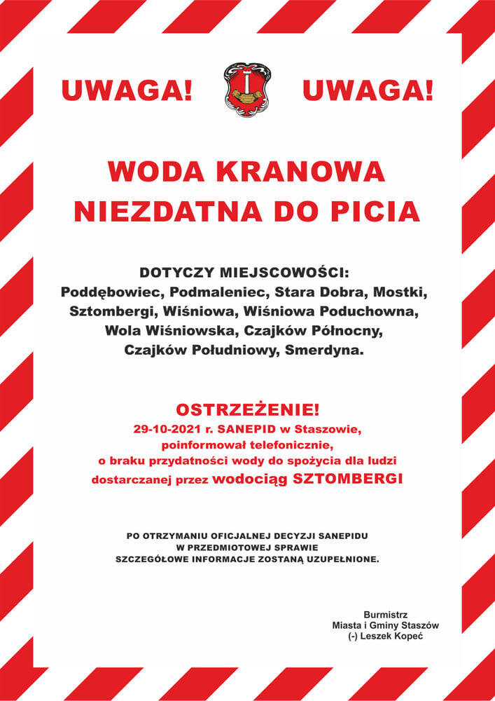 Kolejne problemy z wodą w gminie Staszów! 11 miejscowości ze skażoną 