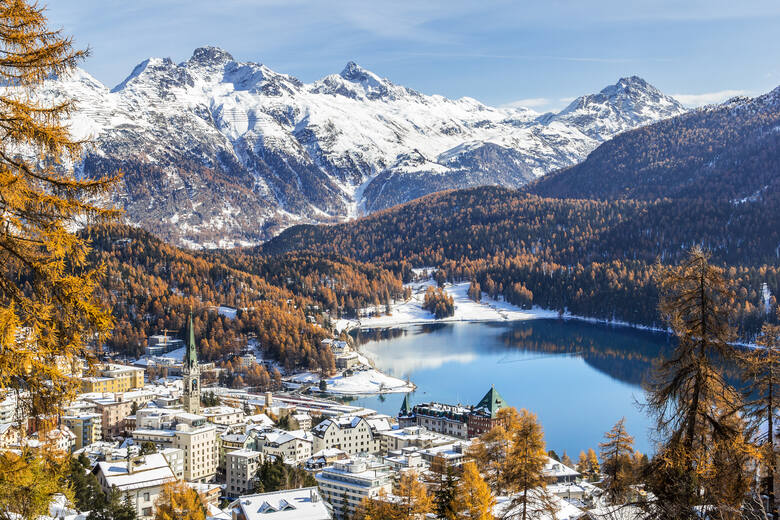 Widok na St. Moritz w Szwajcarii.