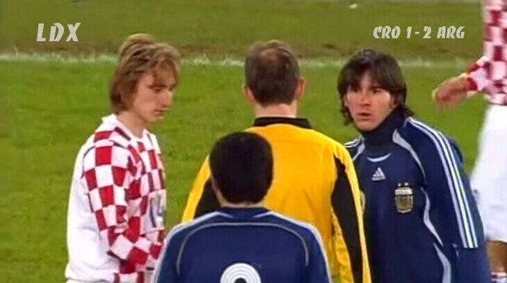 Luka Modrić i Leo Messi – fo faulu Chorwata Argentyńczyk nie podał mu ręki