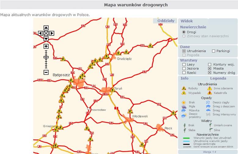 Informator drogowy: Toruń i okolice: A1, DK 10, DK 15, DK 80, DK 91, S10. Wypadki, korki i utrudnienia w Kujawsko-Pomorskiem [16.11.2019]
