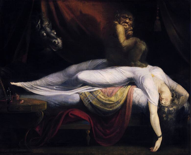 Koszmar nocny Henry'ego Fuseli z 1781 roku jest uważany za jedno z klasycznych przedstawień paraliżu przysennego jako odwiedziny demona.