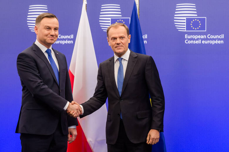 Prezydent Andrzej Duda i Donald Tusk.