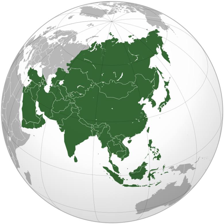 5. Azja. Powierzchnia: 44,6 mln km2