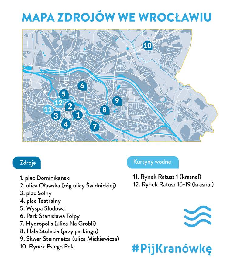 Aktualna mapa zdrojów i kurtyn wodnych we Wrocławiu