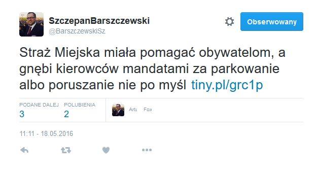 Wypowiedź Szczepana Barszczewskiego na Twitterze