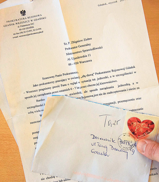 Anonimowy list zatrząsł gdańską prokuraturą 