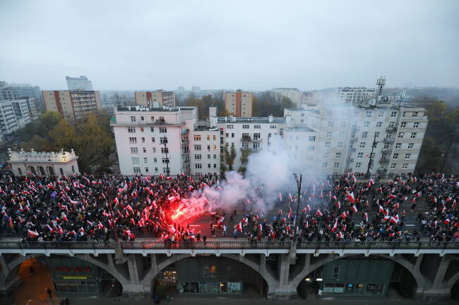 Marsz Niepodległości 2023. Most Poniatowskiego.