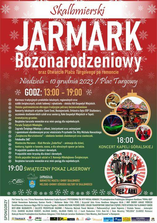 Jarmark Bożonarodzeniowy w Skalbmierzu będzie obfitował w wiele atrakcji, zarówno dla najmłodszych jak i dorosłych. Jarmark rozpocznie się o godzinie