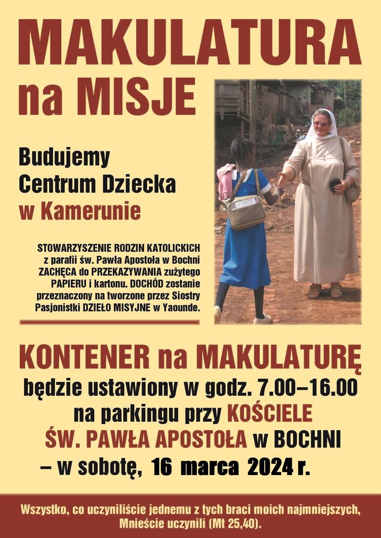 W Bochni odbędzie się kolejna zbiórka makulatury dla Afryki. To już jedenasty rok akcji charytatywnej