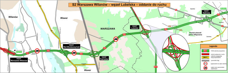 Dziś, w godzinach popołudniowych, kierowcy będą mogli skorzystać z ponad 15 kilometrów drogi ekspresowej S2 pomiędzy węzłami Warszawa Wilanów a Lubelska,