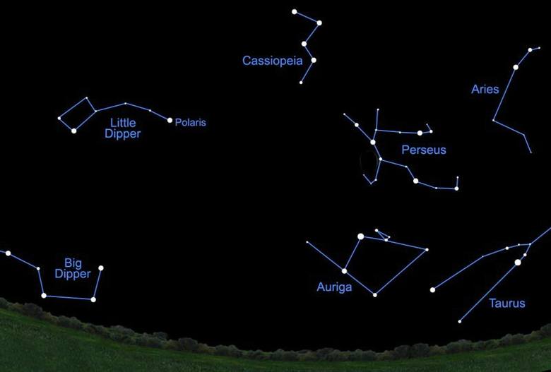 Perseidy będą spadać w tej części nieba - w rejonie gwiazdozbiorów Kasjopei, Perseusza i Żyrafy