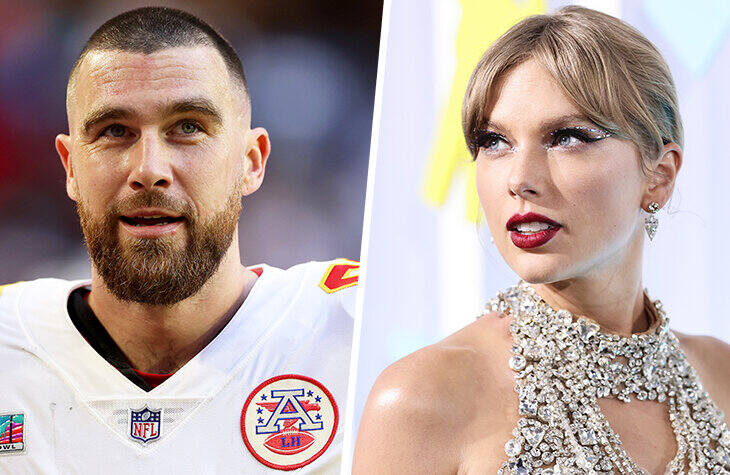 Futbolista NFL Travis Kelce i artystka Taylor Swift