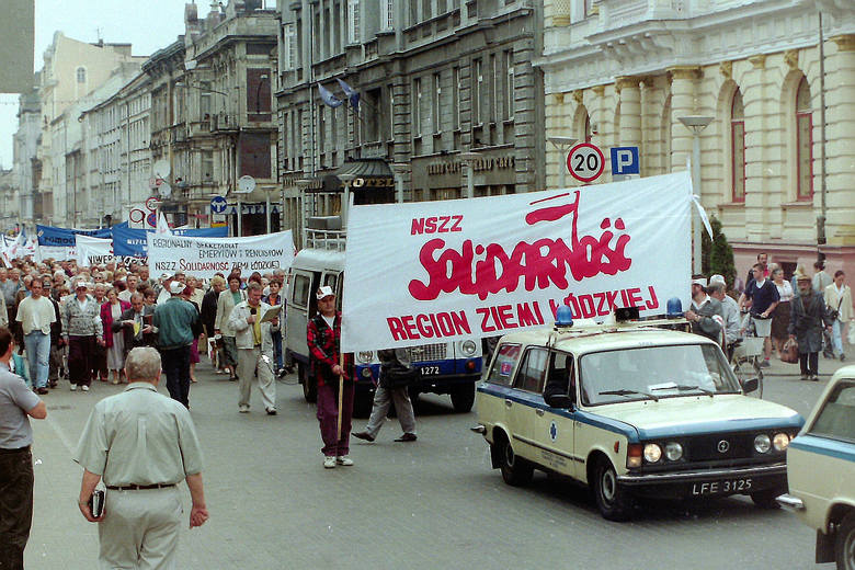 Łódzka "Solidarność" protestuje na ul. Piotrkowskiej