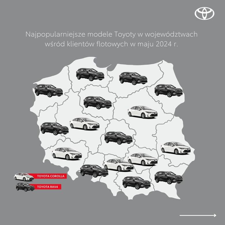 W maju firmy zarejestrowały 5491 aut Toyoty, a Corolla była najpopularniejszym autem marki w sześciu województwach