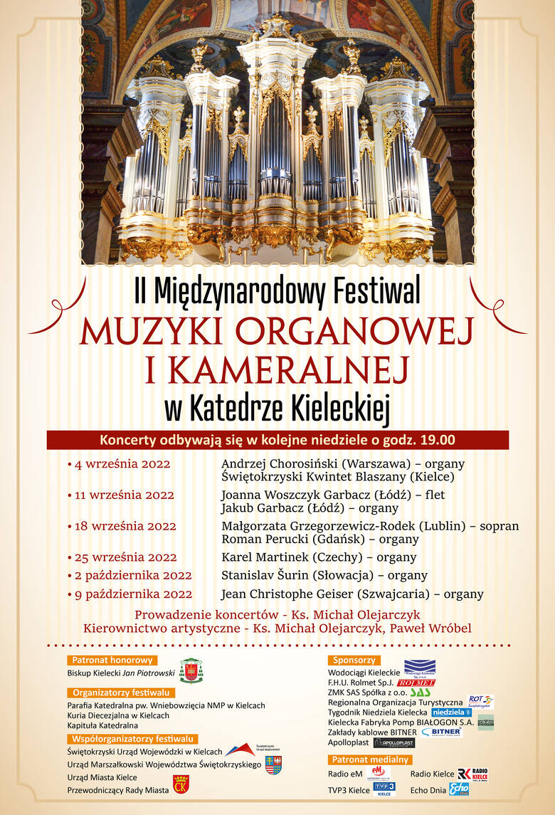 II Międzynarodowy Festiwal Muzyki Organowej i Kameralnej w Bazylice Katedralnej w Kielcach. Zobacz szczegółowy program
