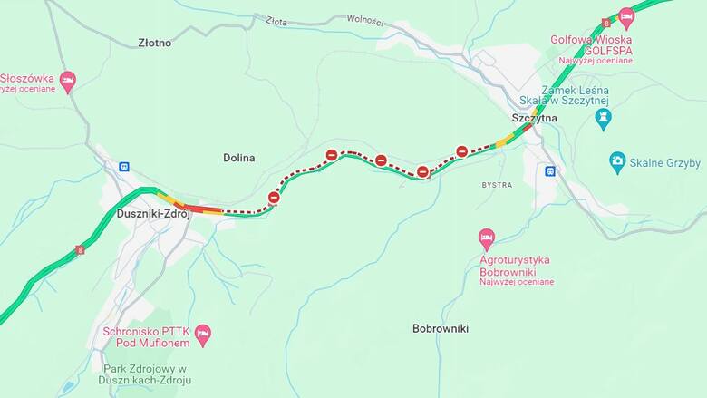 Karambol w Dusznikach-Zdroju na Dolnym Śląsku. Zderzyło się pięć samochodów, dwie osoby są ranne | ZDJĘCIA