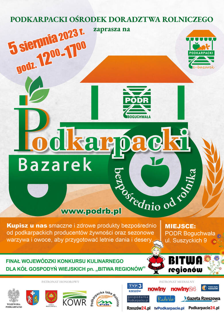 Nasz Patronat. 5 sierpnia kolejny Podkarpacki Bazarek w Boguchwale. Będzie można kupić regionalne produkty