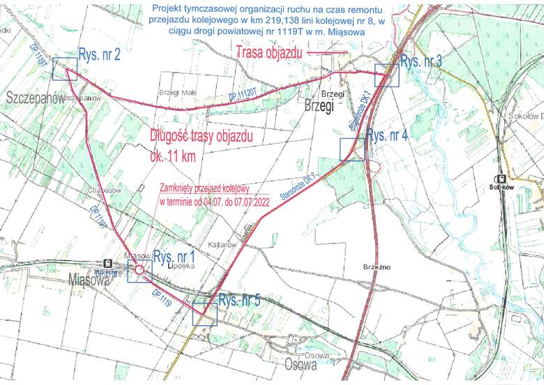 Przejazd kolejowo-drogowy w miejscowości Miąsowa w gminie Sobków zostanie zamknięty. Wyznaczono objazd. Sprawdź szczegóły [MAPKA]