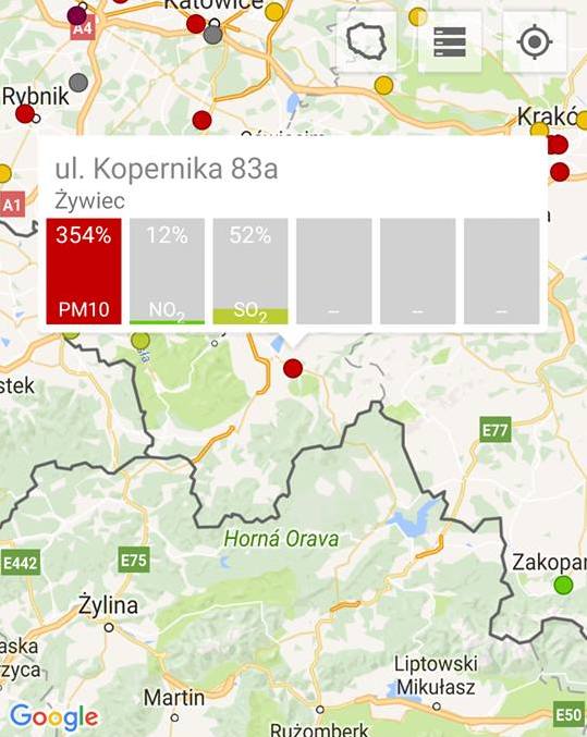 Żywiec -  354 proc.  pył zawieszony PM10 <br /> <br /> Smog w Żywcu, Tychach i Gliwicach. To właśnie w tych miastach w czwartek rano mamy najwięcej zanieczyszczeń w powietrzu. Przekroczenia norm występują w większości województwa śląskiego. Jak podają niezależne aplikacje monitorujące jakość...