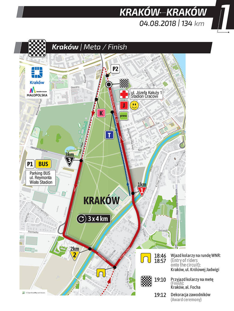 Tour de Pologne 2018: Etap 1 Kraków - Kraków TRASA, UTRUDNIENIA, MAPY