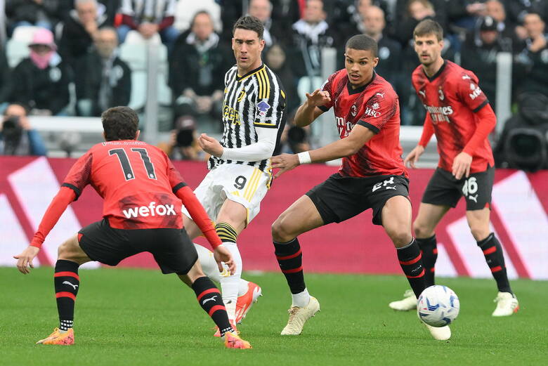 Dusan Vlahović (Juventus) w meczu z Milanem.