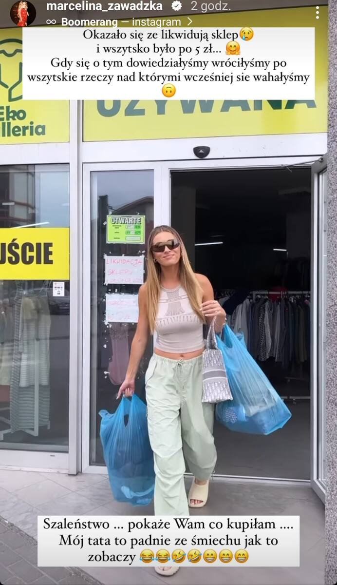 Marcelina Zawadzka jest jedną z gwiazd, które kupują w lumpeksie, czym niedawno pochwaliła się na Instagramie
