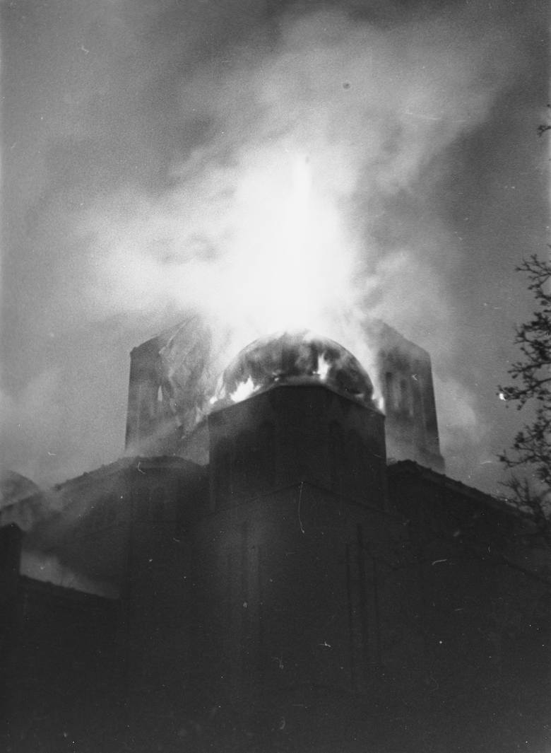 Pożar synagogi w Opolu. 