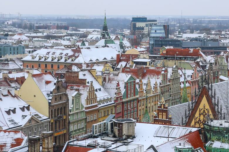 Widok na Wrocław zimą