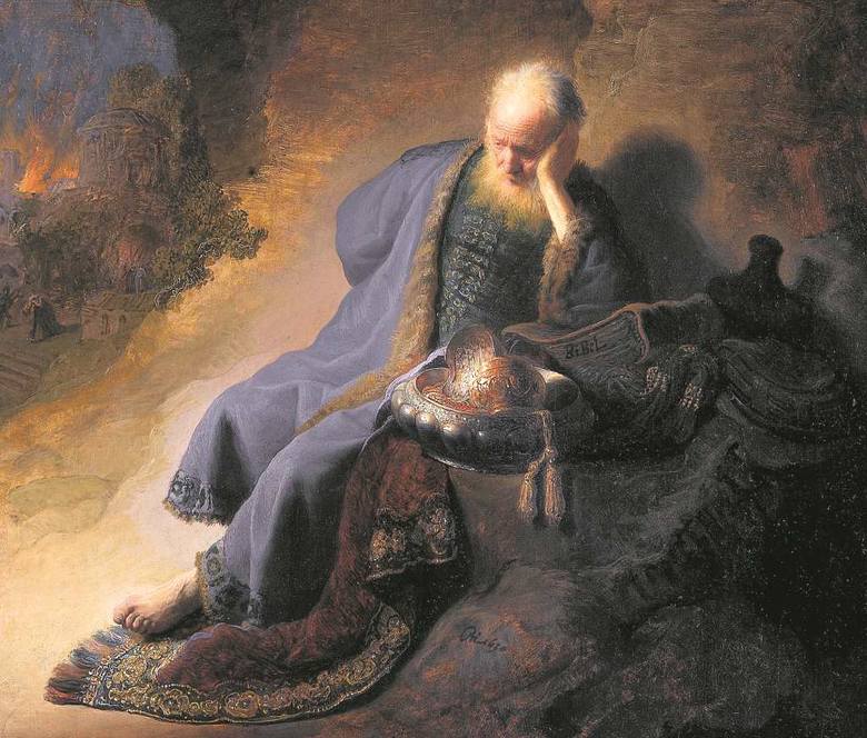 Rembrandt, Jeremiasz opłakujący zburzenie Jerozolimy. Według Starego Testamentu był on prorokiem, któremu Bóg nakazał życie w celibacie