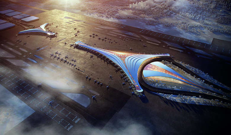 Lotnisko gigant i miasto jak z filmów science fiction