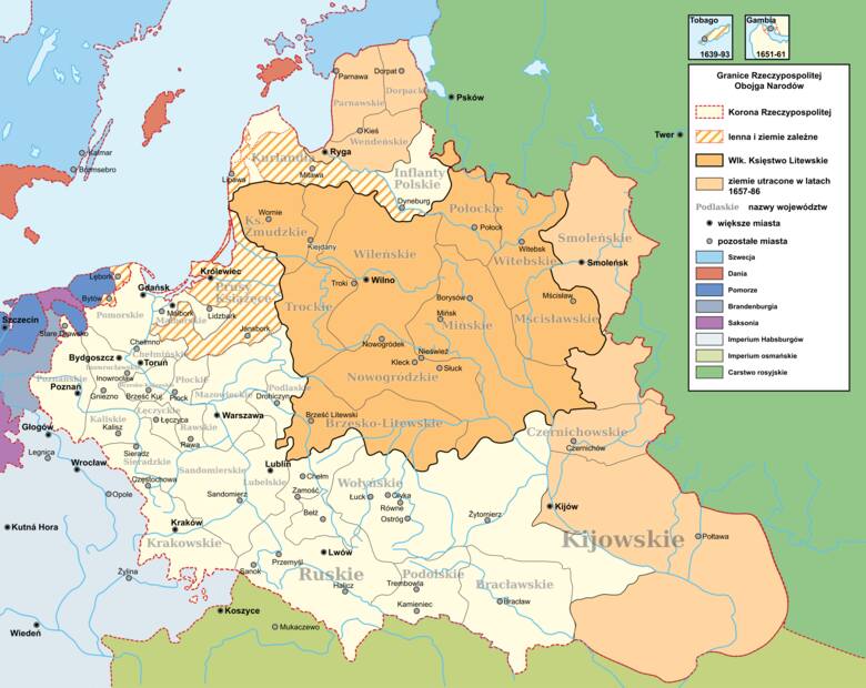 Mapa Polski w 1635 r.