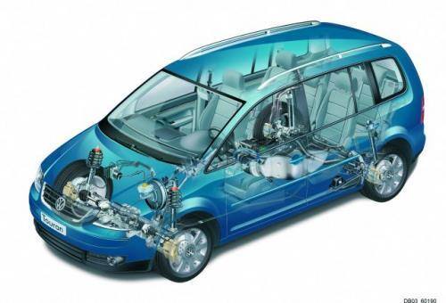 Fot. VW: W Touranie wykorzystano płytę podłogową Golfa, z nowoczesnym, wielowahaczowym zawieszeniem tylnym.