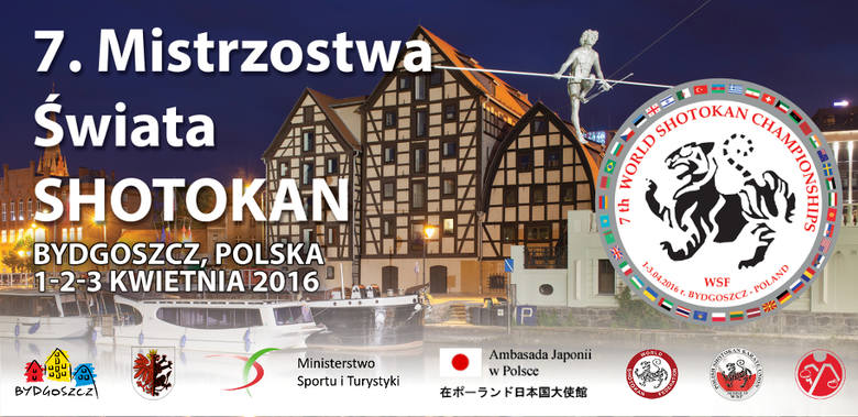 Oficjalny baner MŚ w karate shotokan w Bydgoszczy