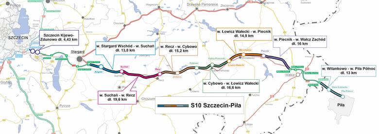 Droga S10, o długości ok. 410 km, będzie łączyła Szczecin przez Piłę, Bydgoszcz i Toruń z aglomeracją Warszawską.