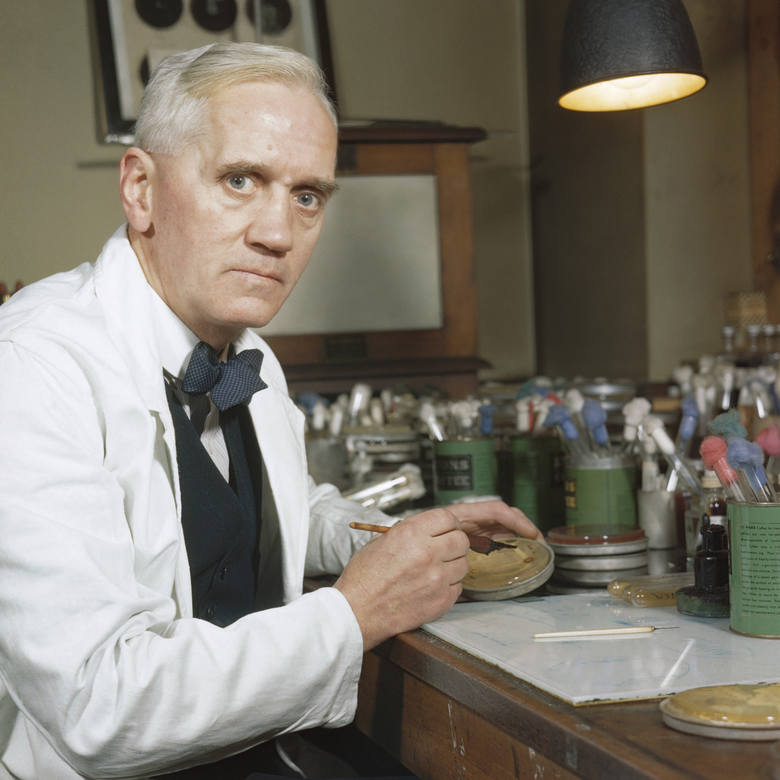 <strong>#7: PENICYLINA</strong><br /> <br /> Wynalezienie penicyliny było przełomowym odkryciem w medycynie. Dzięki niemu średnia długość życia przeciętnego mieszkańca ziemi znacząco wzrosła.  <br /> <br /> Antybiotyk po raz pierwszy zsyntetyzował <strong>Aleksander Fleming w 1928 roku.</strong><br />  <br />  