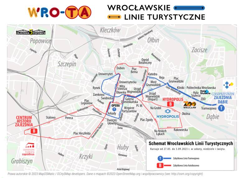 Tak będą kursować Wrocławskie Linie Turystyczne - schemat
