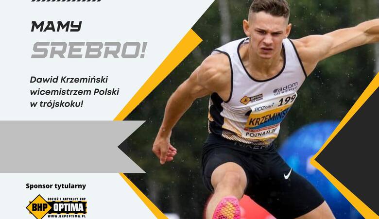 Dawid Krzemiński ze srebrem mistrzostw Polski seniorów w lekkiej atletyce.