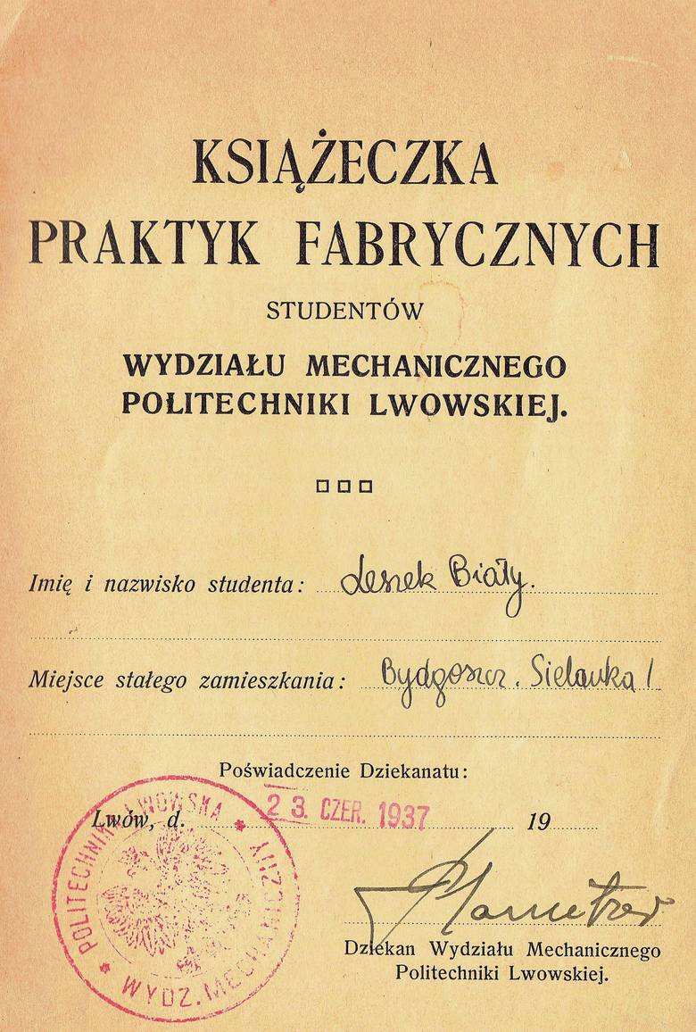 Książeczka praktyk studenckich 1937-1939.