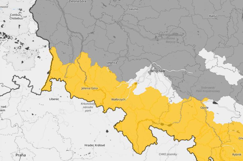 Zagrożeniem objęte są dorzecza rzek w południowych powiatach województwa dolnośląskiego.