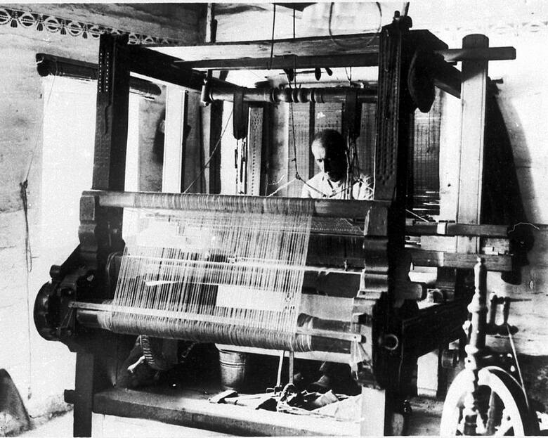 1920 r. Maszyna tkacka chełmskich tkaczy