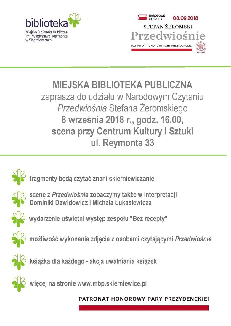 Narodowe czytanie „Przedwiośnia" na scenie plenerowej CKiS w Skierniewicach