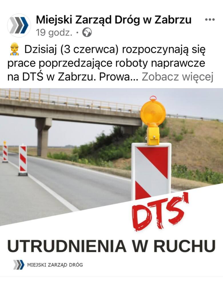 Rozpoczęły się prace przygotowawcze do remontu Drogowej Trasy Średnicowej w Zabrzu, w okolicach Hali Widowiskowo-Sportowej MOSiR.