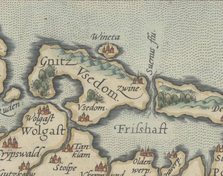 Stara mapa z zaznaczoną Winetą