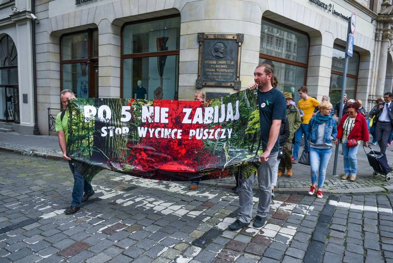Protest przeciw wycince Puszczy białowieskiej