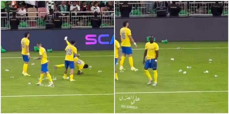 Cristiano Ronaldo i jego Al Nassr obrzucono szklankami: Otavio uderzony w głowę, Mane prowokował, Brozović prosił o więcej [ZDJĘCIA]