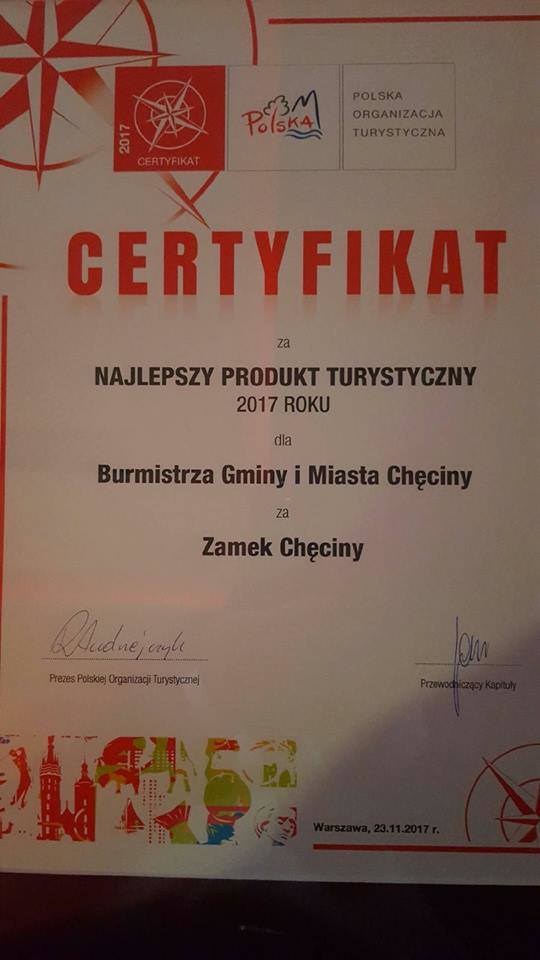 Certyfikat Polskiej Organizacji Turystycznej dla Zamku Królewskiego w Chęcinach!