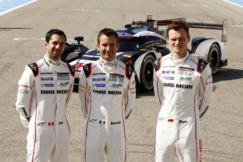 Zespół Porsche: Brendon Hartley, Timo Bernhard, Mark Webber (od lewej) / Fot. Porsche