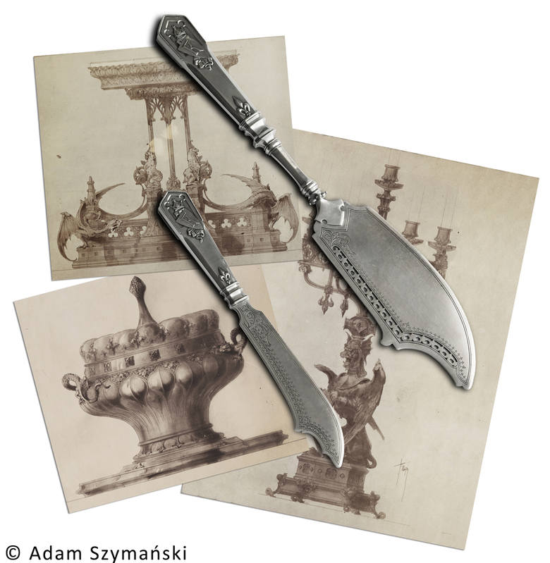 Odkryte przez dra Adama Szymańskiego noże to jedyne zachowane do dziś elementy neogotyckiego skarbu Fabergé.  W 1902 roku zastawa stołowa Kelchów została pokazana na głośnej wystawie dzieł Fabergé w pałacu barona Pawła von Dervisa. 