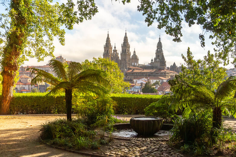 Widok na katedrę w Santiago de Compostela